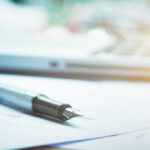 closeup pen and blur background.